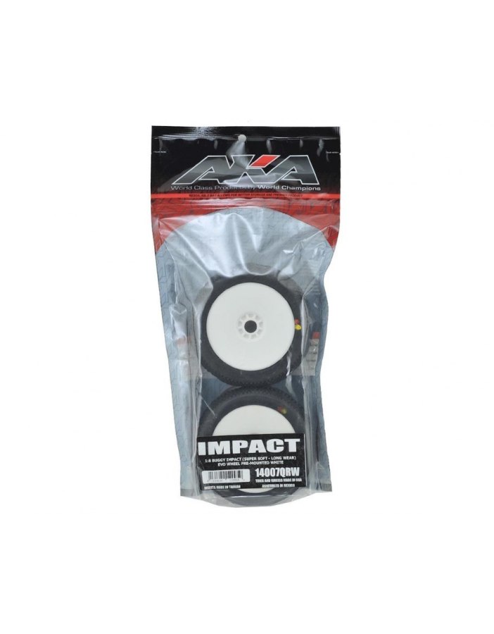 AKA Impact 1/8 Buggy Pre-Mounted Tires (2) (White) | Big Bang Hobbies