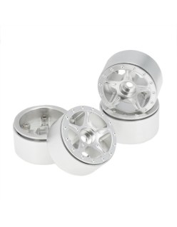 Llantas CNC Axial SCX24 Aluminio Starfish-Pro Beadlock Blanco (4)