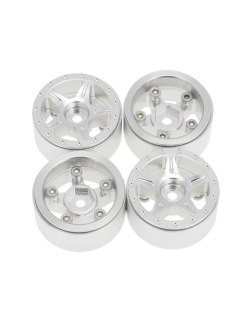 Llantas CNC Axial SCX24 Aluminio Starfish-Pro Beadlock Blanco (4)