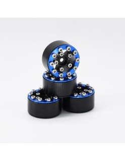 Axial SCX24 CNC Aluminum Screws-Style Beadlock Wheels Blue (4Pcs)
