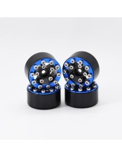 Axial SCX24 CNC Aluminum Screws-Style Beadlock Wheels Blue (4Pcs)