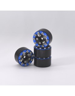 Axial SCX24 CNC Aluminum Screws-Style Beadlock Wheels Blue (4Pcs)