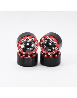 Axial SCX24 CNC Aluminum Screws-Style Beadlock Wheels Red (4Pcs)
