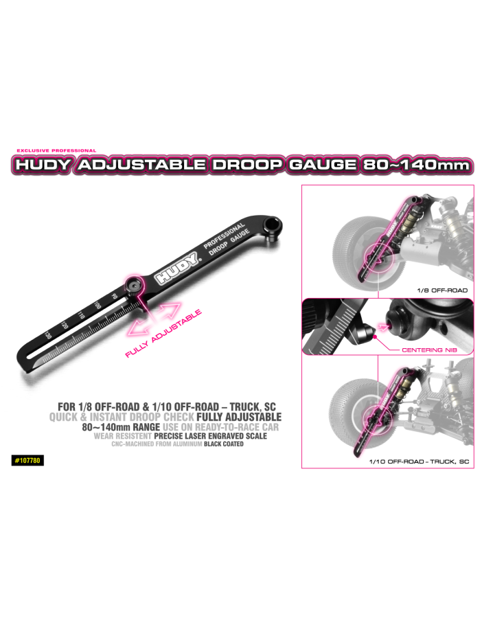 Hudy Adjustable Droop Gauge 80-140mm | Big Bang Hobbies