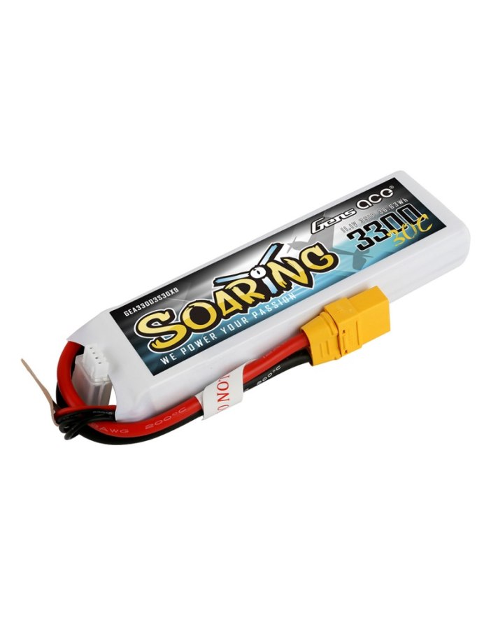 Gens Ace Soaring 3300mAh 11.1V 30C (XT90) Lipo Battery Pack