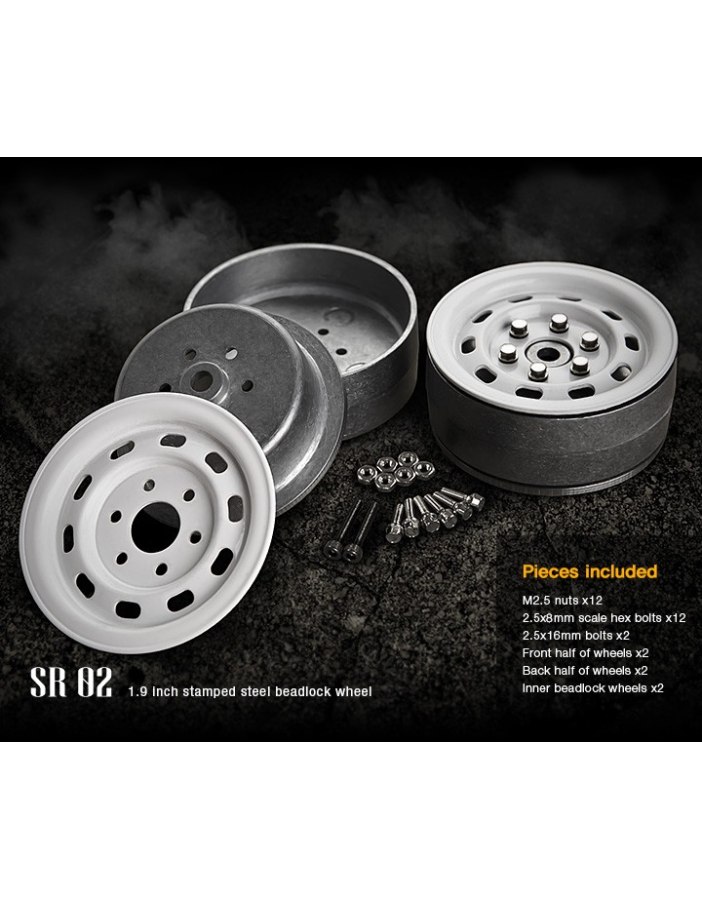 Gmade 1.9 SR02 Gloss White- Crawler Beadlock Wheels | Big Bang Hobbies